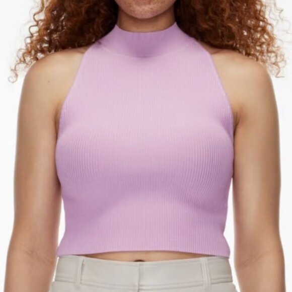 NWT! Aritzia Babaton Sculpt Knit Mockneck Halter Top in Lyrical Lilac - Picture 1 of 6